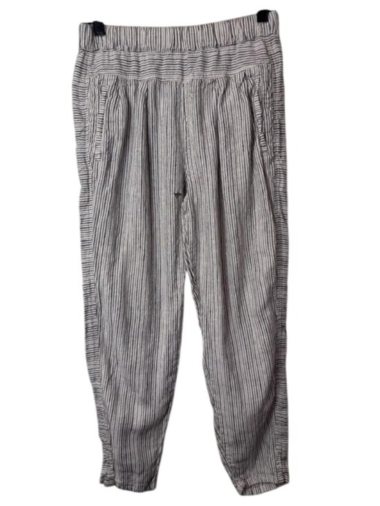 Anthropologie black & white striped linen cropped pants size XS - Picture 1 of 5